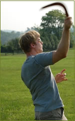 Lee Wilson throwing boomerang